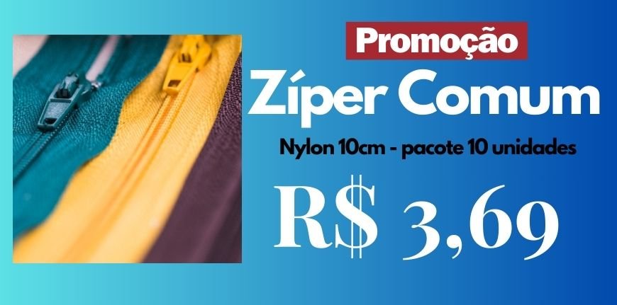 Promoção Zíper Comum pct 10 unidades